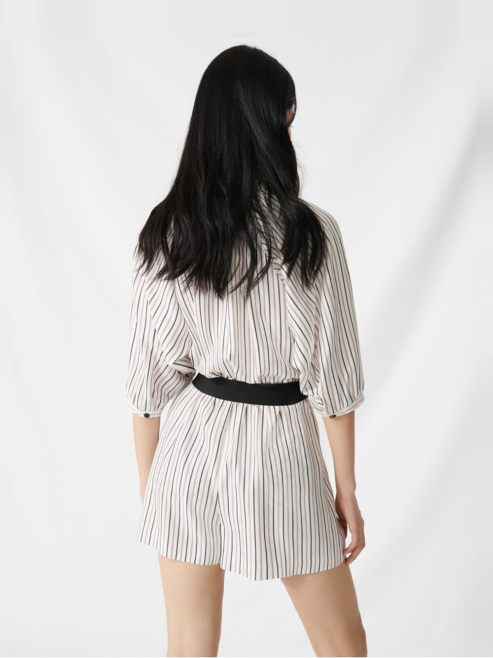 *no belt* Maje Cream Striped Romper - Picture 3 of 14